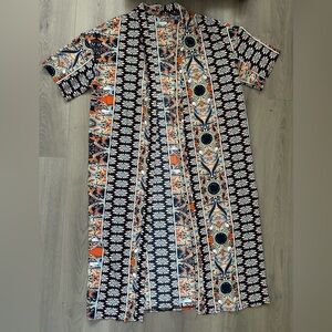 Multicolor Patterned Long Cardigan & Short Set